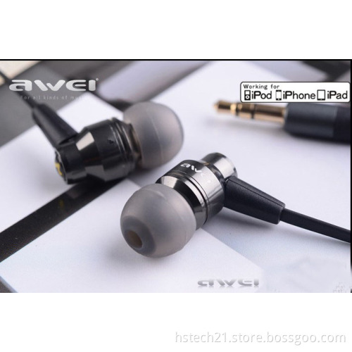 Noise Cancelling Awei headphones ES-800M black earphones in ear heasets For Iphone,HTC,Samsung,MI